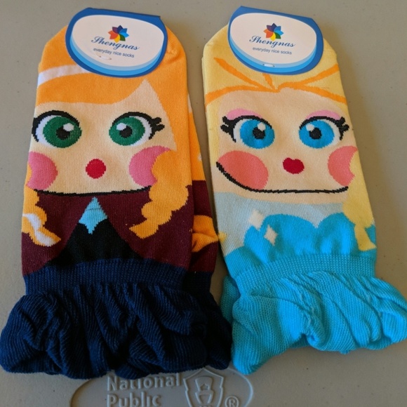 Other - TWO pair Cute Frozen Princess Socks Ruffle Ankle
